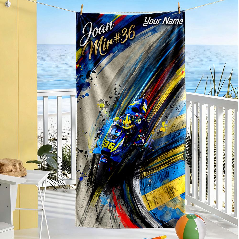 Jorge Lorenzo Customizable Name Beach Towel High Absorbency Quickdry Perfect For Traveling Yoga Camping And Swimming