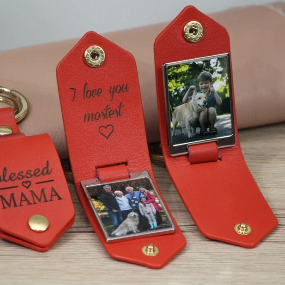 Брелок для фотографий из ПУ кожи «Сделай сам» с гравировкой, УФ-цветной печатью, Свадебный подарок