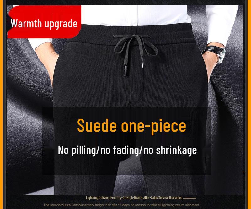 Мужские вельветовые брюки на флисовой подкладке - Эластичные, Свободного кроя, Прямого покроя для осени и зимы