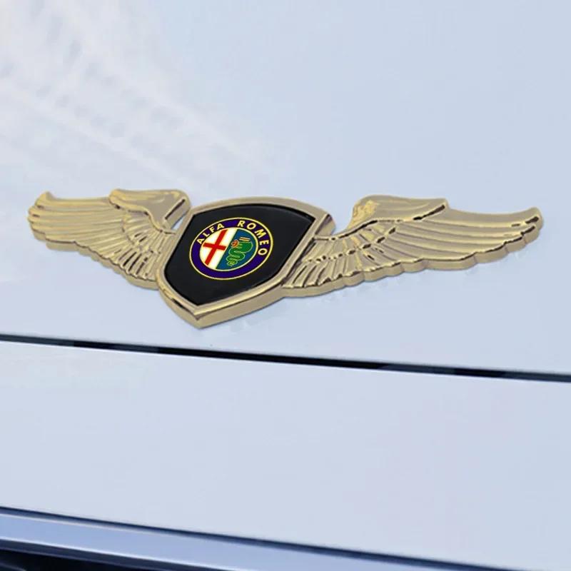 IZGZ4 Car Styling Metal Chromed Emblem Badge Sticker for Alfa Romeo Alfa Rome 155 159 156 Giulia Mito Stelvio 4C Spider GT Accessories