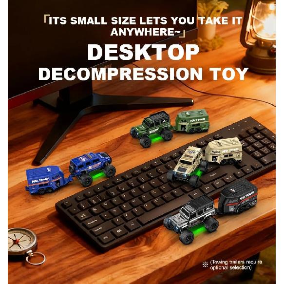 1: 64 Mini Climbing Remote Control Car With Trailer Full Scale Off-road Vehicle Children Toy Model Christmas Gift