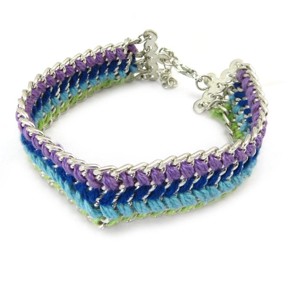 Les Trésors De Lily [K0430] - Необычный браслет "Килиманджаро" зеленый синий лиловый.