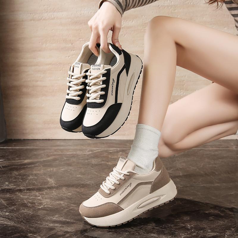 2025 Spring Little White Shoes New Korean Version Ins Female Students Platform Heightening Sports Board Shoes Casual Street Shot G6809