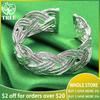 925 Sterling Silver Adjustable Weave Cuff Bangles High Quality Gift Jewelry For Woman Man Christmas Wedding Engagement Party
