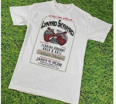 Lynyrd Skynyrd Джеймс Бим Бурбон Винтажная Рок-группа Музыкальная Футболка