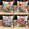Цветочный квадратный чехол для подушки Офис Гостиная Диван Чехол для подушки Принтованный Съемный Моющийся Чехол для подушки