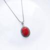 Кулон из натурального красного коралла с драгоценным камнем 925 пробы, серебряный кулон с цепным ожерельем
