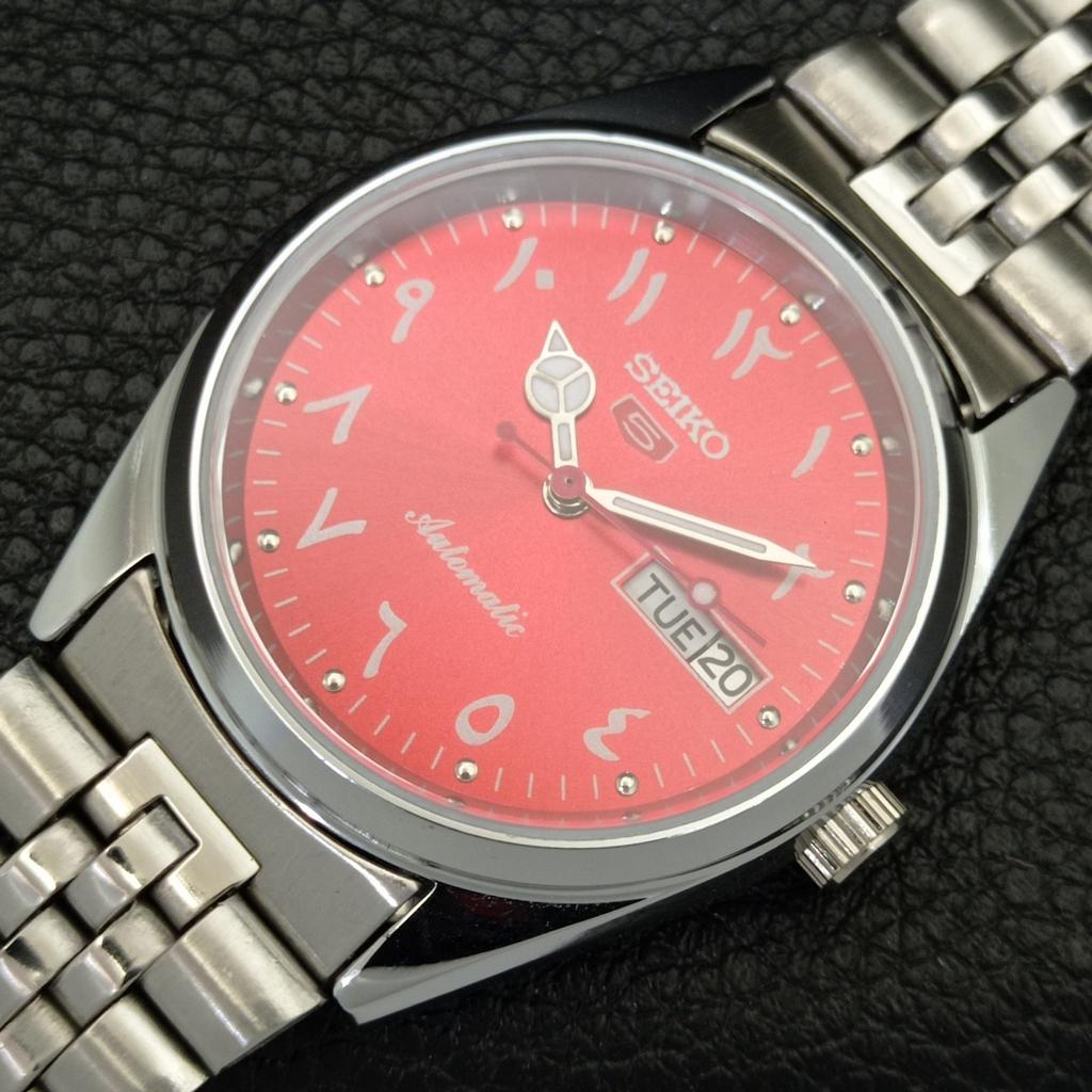 VINTAGE REFURBISHED SEIKO 5 AUTOMATIC 6309A JAPAN MENS RED DIAL WATCH a441234-4