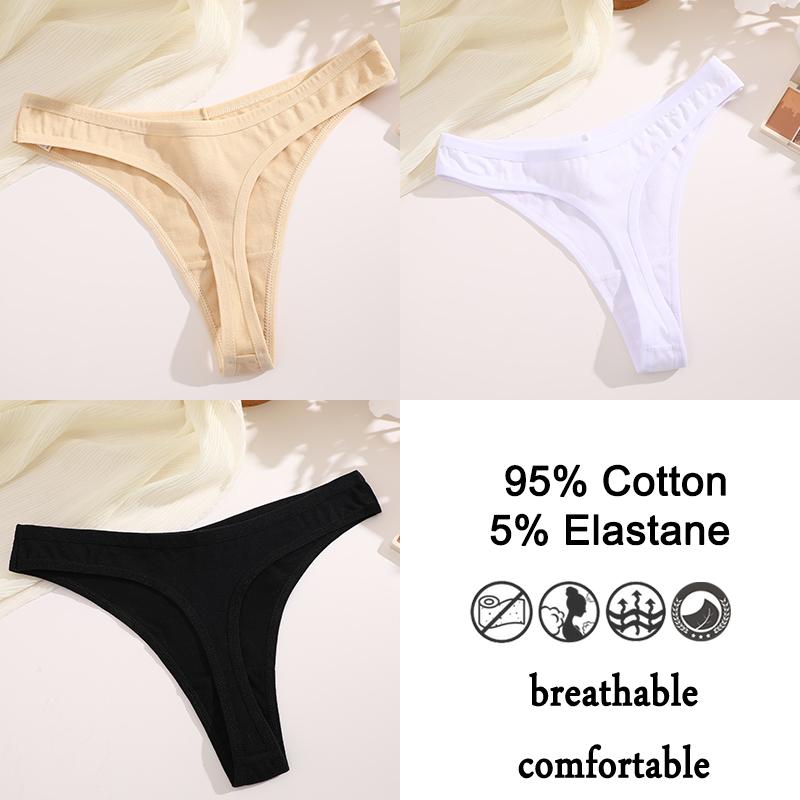 3шт/комплект хлопковые трусики стринги женские трусики сексуальное нижнее белье женское нижнее белье стринги для женщин однотонные интимные трусики