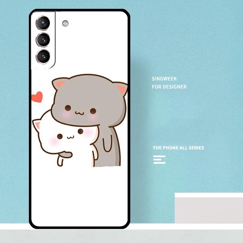 Чехол-моти Персиковый Кот для Samsung Galaxy S23 S24 Ultra S22 S21 Plus Note 10 Note 20 S9 S10 S20 S21 FE