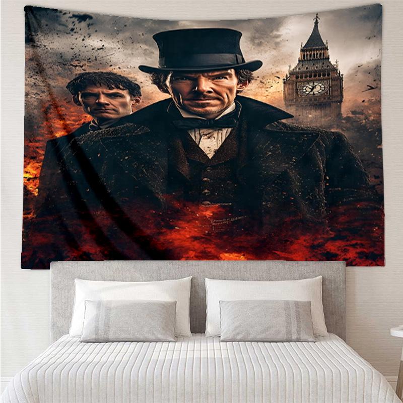 Sherlock Victorian Mystery Quick-Dry Tapestry Hanging for Bedroom,Livingroom, Playroom,Decor Art Room Wall Tapestry Holiday and Birthday Gifts