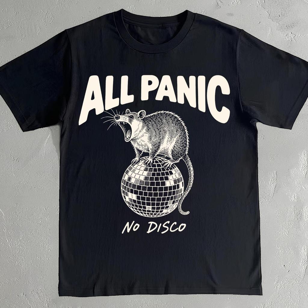 All Panic No Disco Shirt - Funny Screaming Opossum on Disco Ball Tee