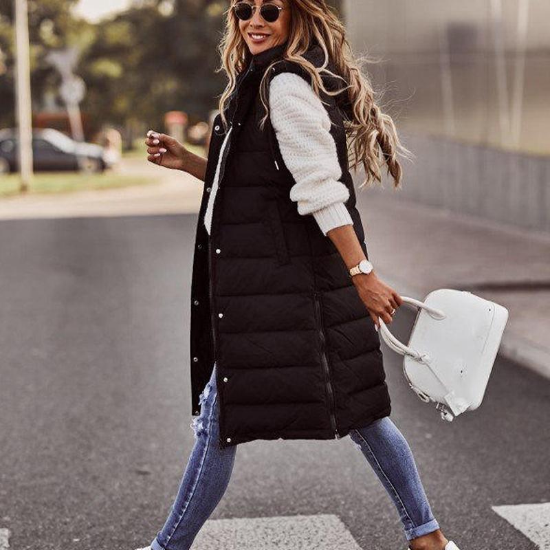 Осенняя и зимняя одежда, толстые женские зимние пальто большого размера без рукавов, уличная хипстерская женская куртка с капюшоном