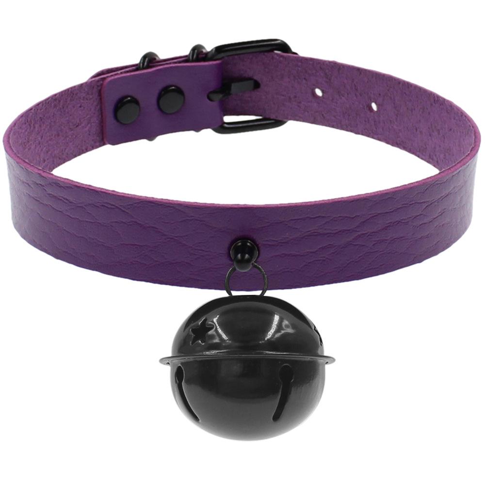 Стильный черный ошейник из искусственной кожи в стиле Харадзюку с подвеской-колокольчиком
