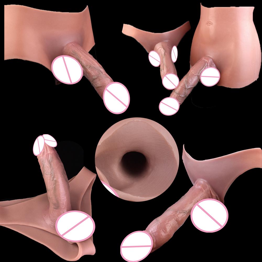 SXXY Elastic Silicone Harness Panties Hyper-Realistic Hollow Dildo Cover Wearable Male Sheath Long-Lasting Intimate Adult Couple