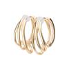 LOKUMI Earrings Made In Japan 18k Gold K18 Post K18 Compatible with Metal Allergies Hoop Hoop Earrings Catchless One Touch 3 Consecutive Ring Earrings