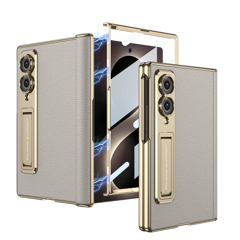 Для Samsung Galaxy Z Fold 8 Широкий Чехол Матовый Кожаный Держатель, Дружелюбный к Коже, с Закаленным Стеклом Ударопрочная Задняя Крышка Аксессуары