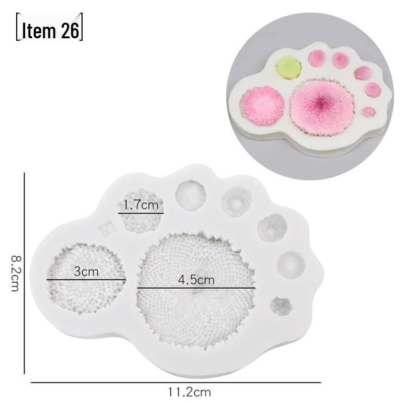 Силиконовая форма для мастики - Набор лепестков и листьев, пищевая, для тиснения на дереве и цветах.