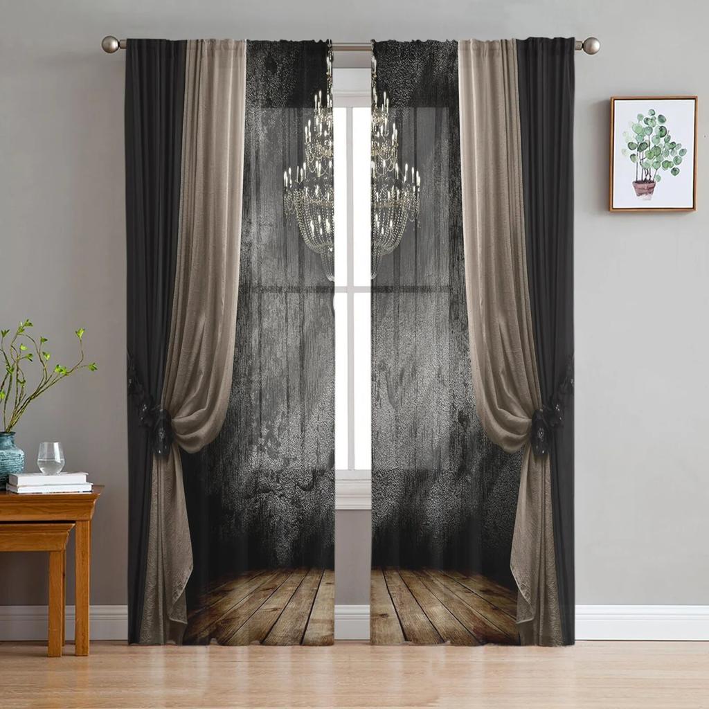 Красный занавес, сценическое искусство, прозрачные шторы для гостиной, спальни, украшение, шифоновая тюль-вуаль, кухонная оконная занавеска