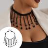 Gothic Choker Necklace Lightweight French Crystal Tassel Metal Necklaces with Adjustable Length for Women