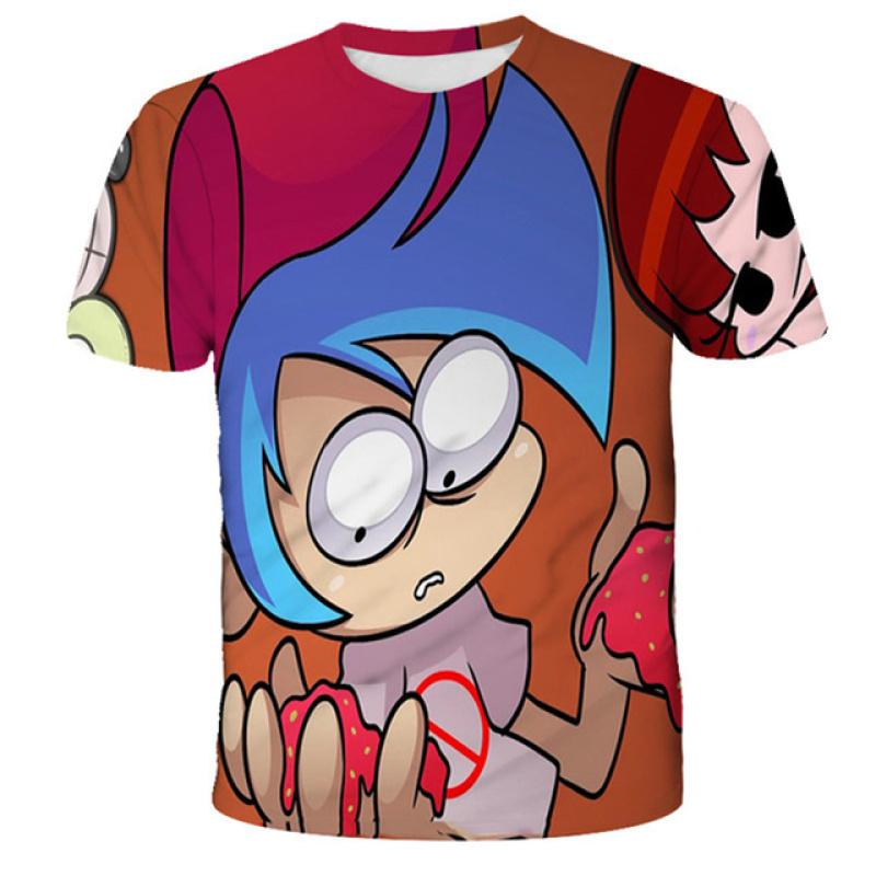 Футболки Fridany Night Funkin для мальчиков и девочек, летняя футболка с героями мультфильмов, детская одежда, повседневные топы с короткими рукавами, футболки, детские футболки