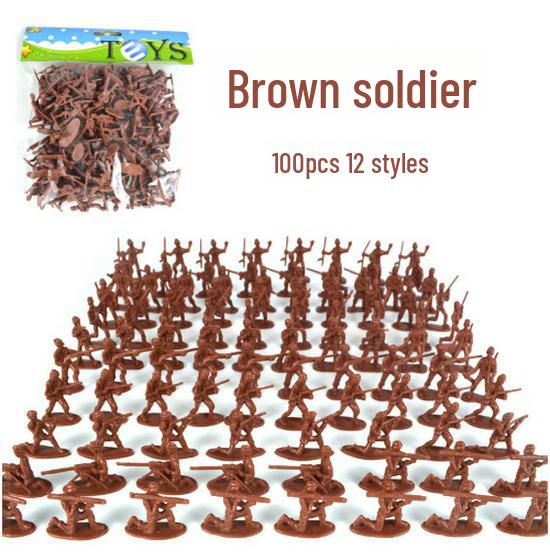 Military Simulation Model Soldier Set - 100-Piece War Scene Toy Set for Kids