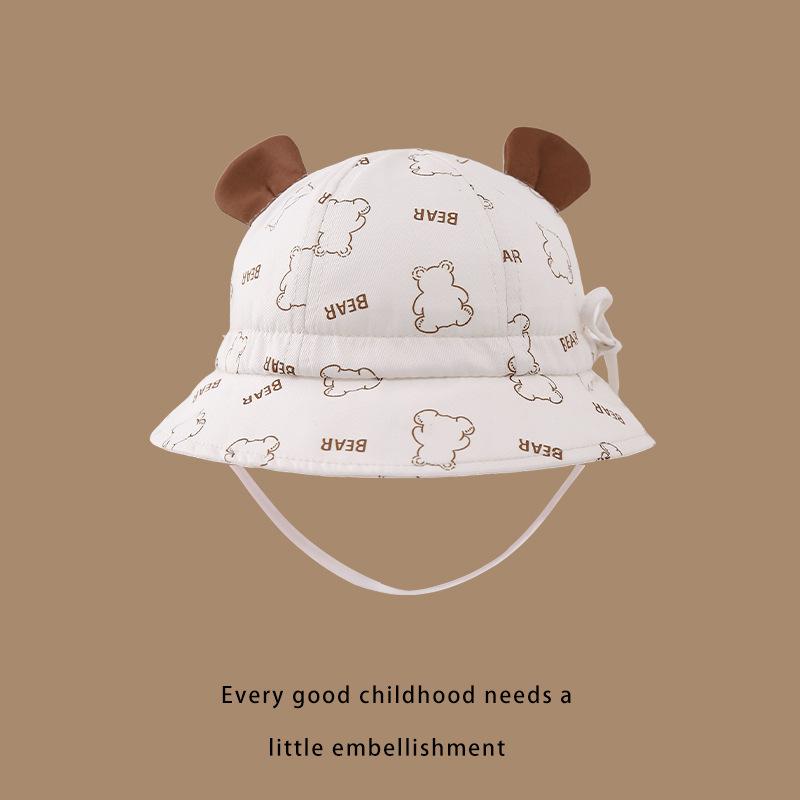 Baby and Toddler Pot Hat Spring and Autumn New Style Small Bear Cute Baby Fisherman Hat Sun Protection Sun Protection Versatile Hat for Boys and Girls