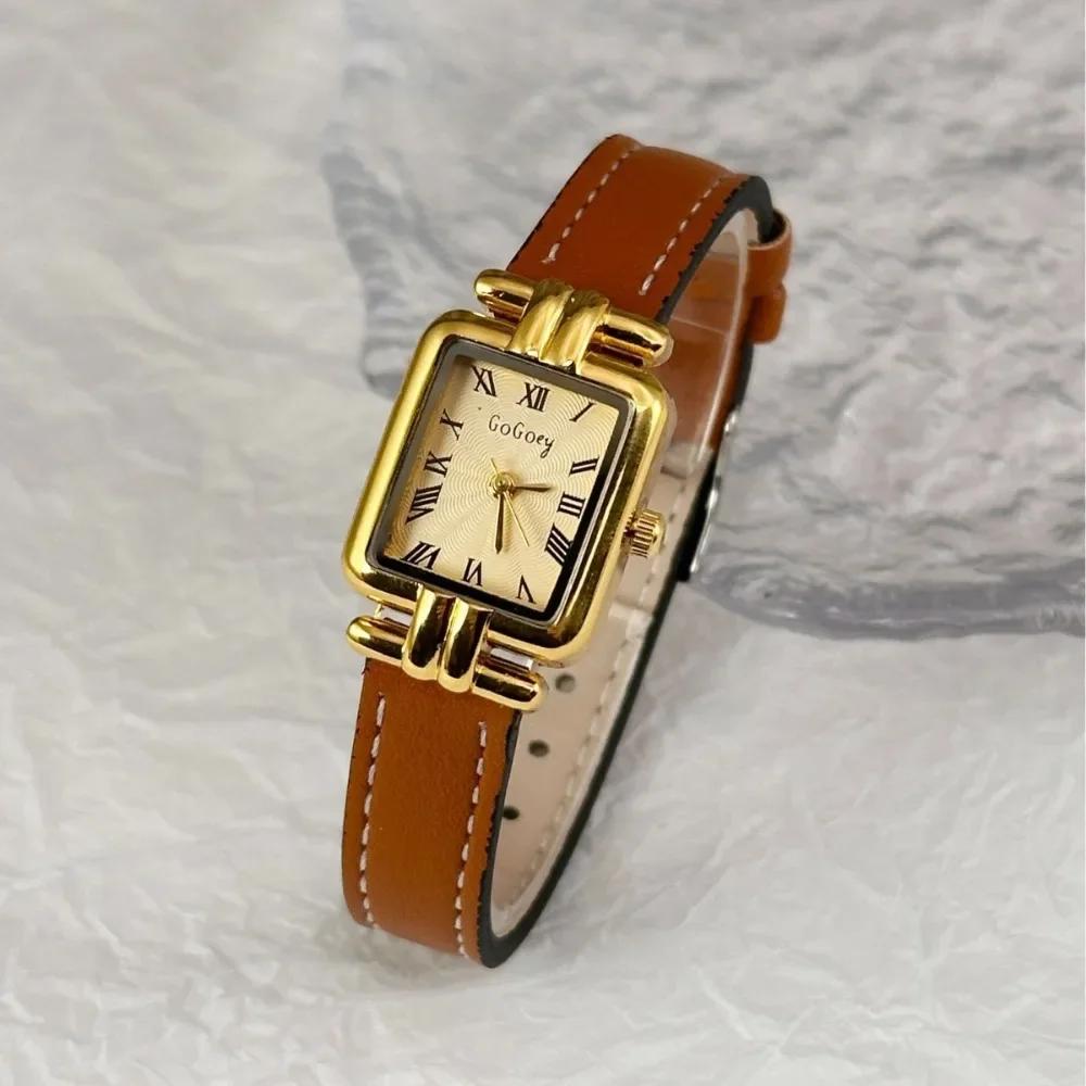 Luxury Brand Women Roman Dial Quartz Watch Leather Strap Wristwatches Dropshipping Relojes Para Mujer New Year Christmas Gifts