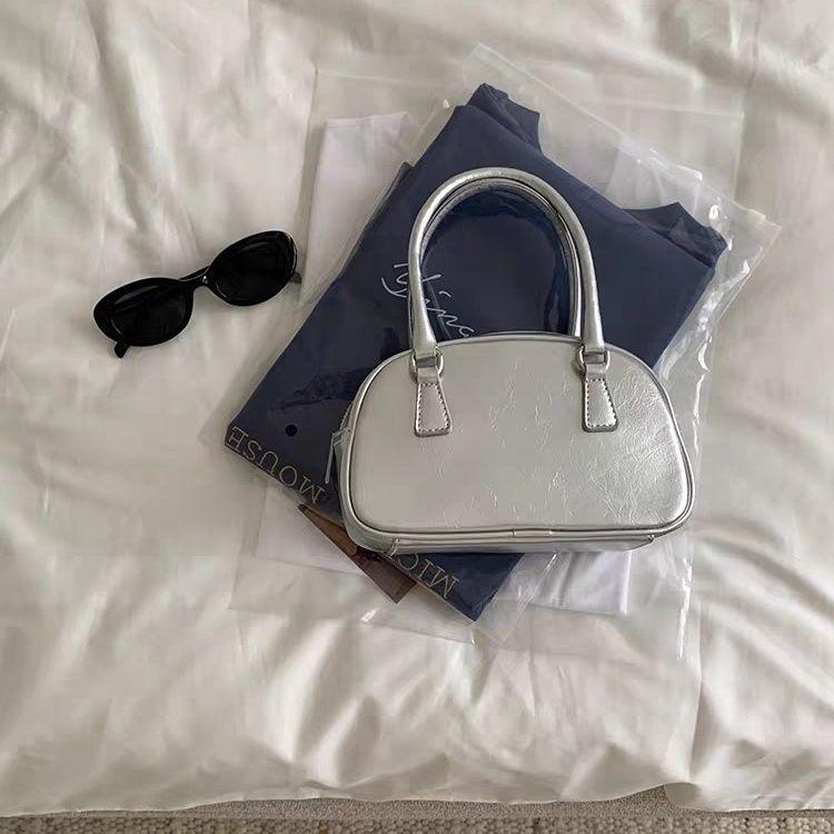 Мини корейская сумка из искусственной кожи для женщин, серебристая сумка для боулинга, сумка через плечо для девочек, модная летняя новинка