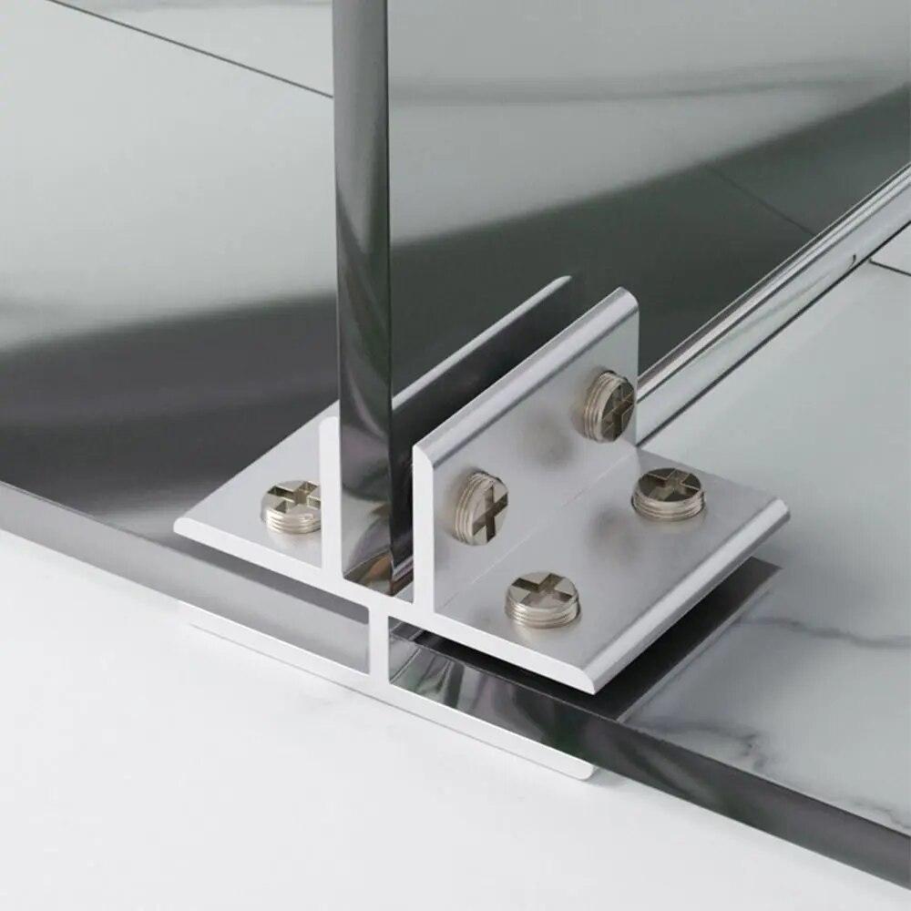 2Pcs L T Type Right Angle Glass Door Hinge Clamp Mirror Clip Shelf Holder Showcase Combination Connecting 6-12mm Glass Fitting