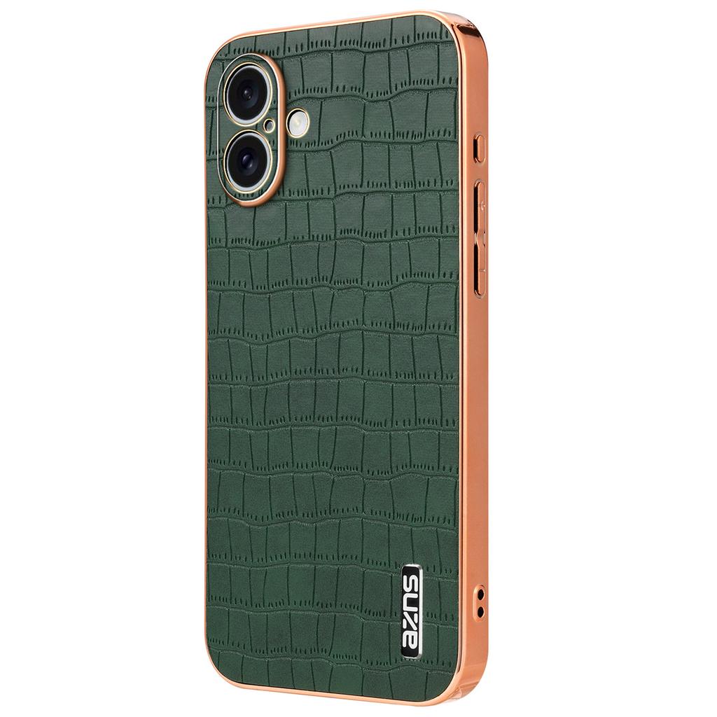 AZNS For iPhone 16 Case Electroplating Crocodile Texture PU+TPU Phone Cover