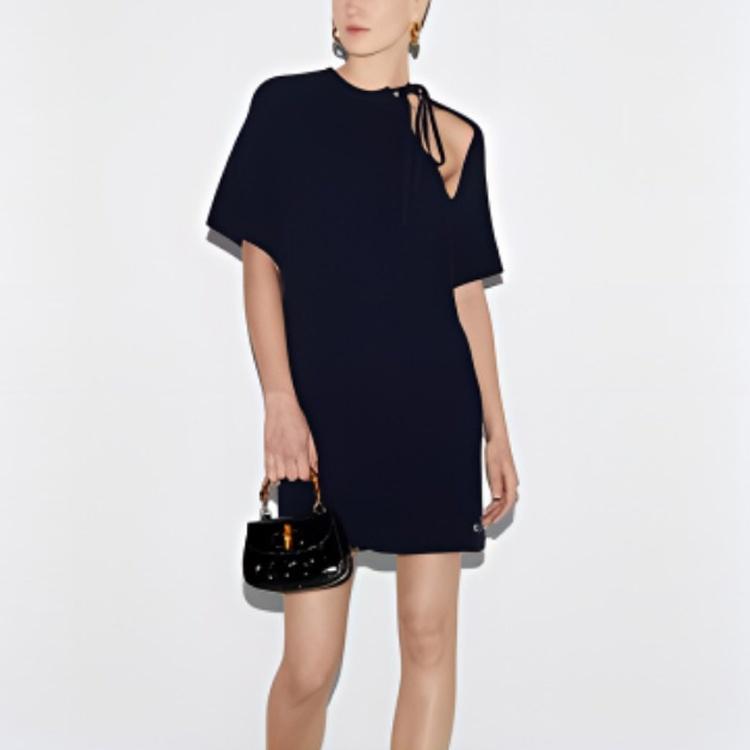 (WMNS) Gucci Chunky Rib Cotton Dress 'Dark Blue' Women's 786470-XKD2S-4003