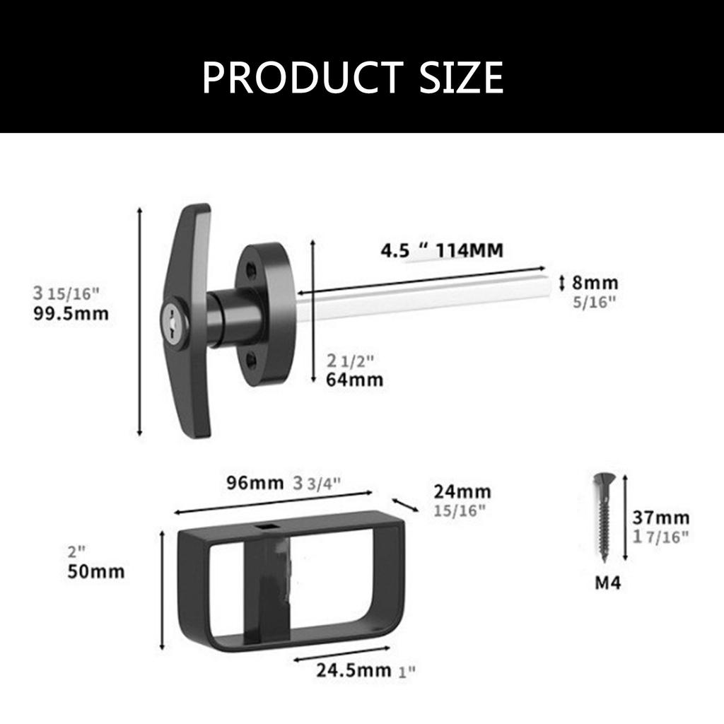 Сверхпрочный черный набор дверной ручки-замка для сарая с удлиненным стержнем и ключом, простой для сараев и игровых домиков