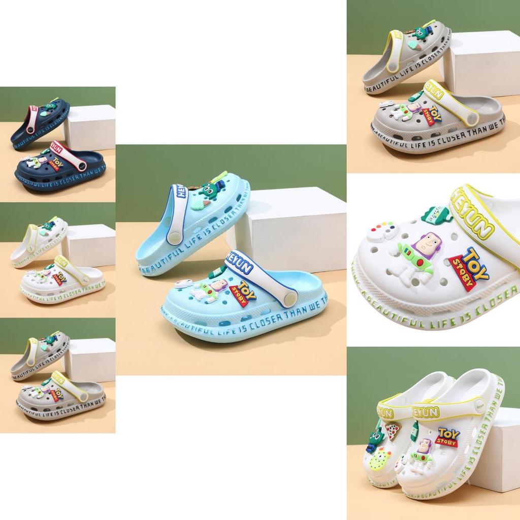 Стильные мультяшные детские туфли с отверстиями, дышащие летние сандалии для мальчиков и девочек, удобный дизайн из ЭВА