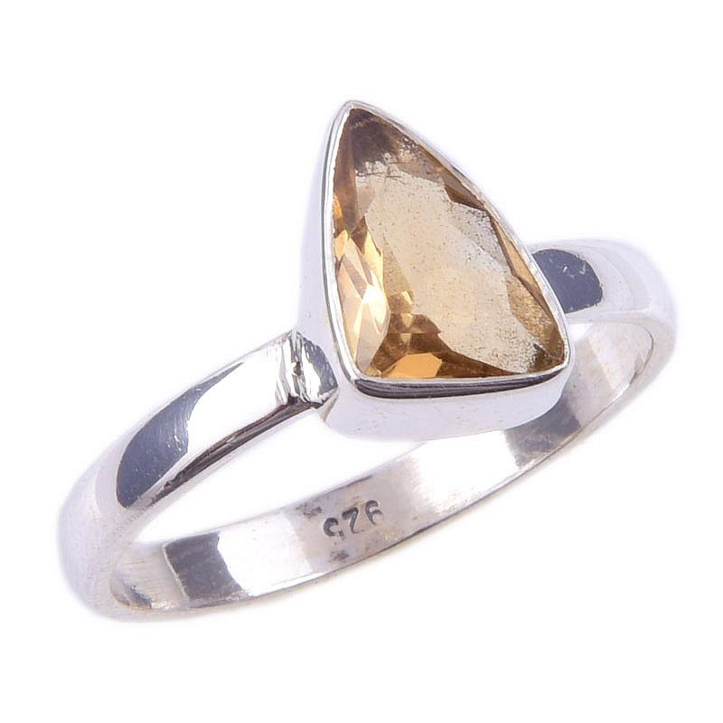 Natural Citrine Gemstone Handmade 925 Solid Sterling Silver Ring Size 8 V5m57