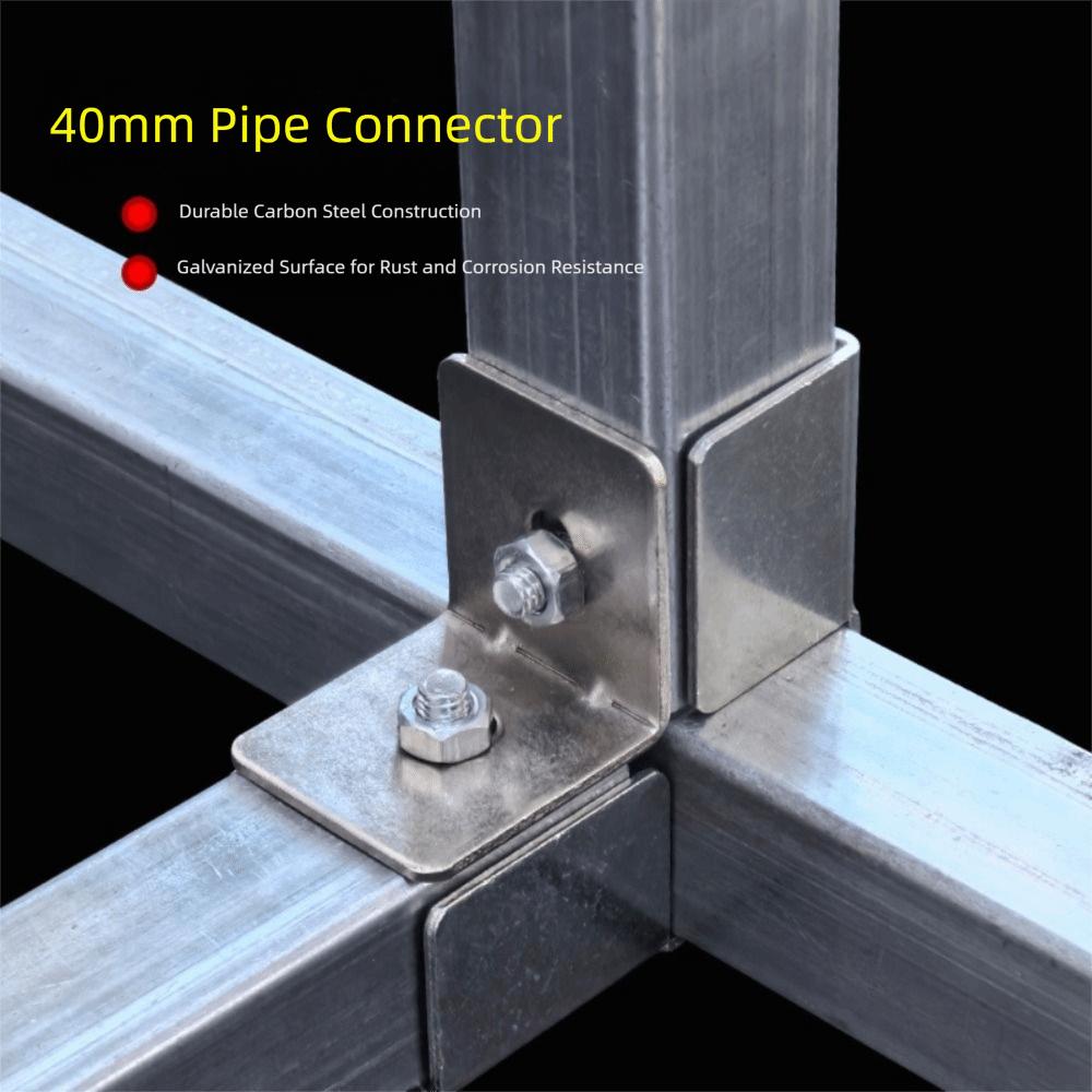 Соединитель квадратной трубы 40*40 мм оцинкованный без пайки Трубный фиксированный узел Фиксированный трубный зажим Углеродистая сталь Зажим Крепеж Складская стойка