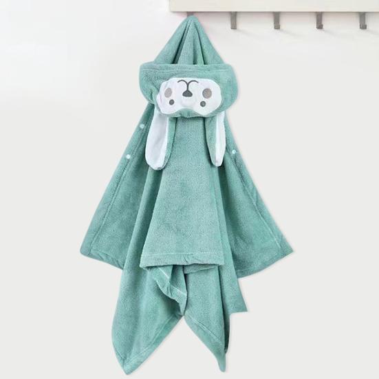 Hooded Baby Towel Button-up Absorbent Bathrobe Cartoon Animal Coral Velvet Cape Towel for Girls Boys Toddlers Home Pool Use