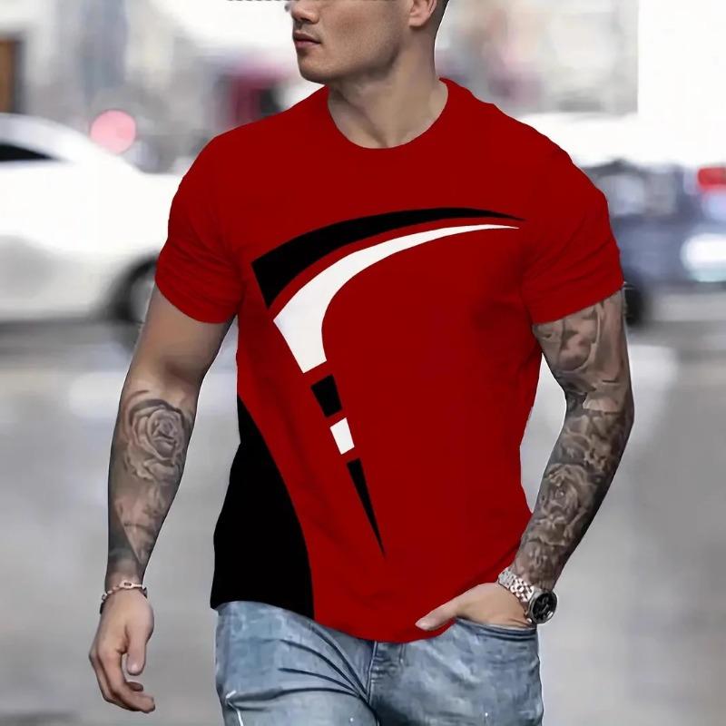 Мужская футболка с круглым вырезом, летняя уличная, мужская футболка с 3D-принтом в полоску, с коротким рукавом, повседневная, на каждый день