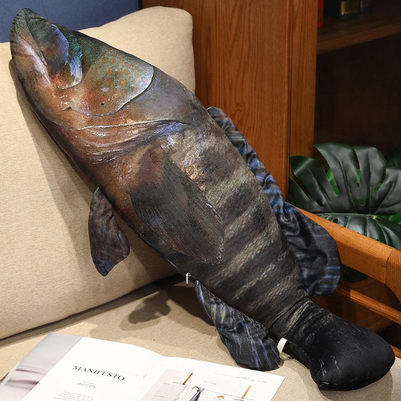 Simulation Sea Fish Plush Toy Saury Salmon Throw Pillow Doll Golden Gun Bream Grouper Cushion Doll