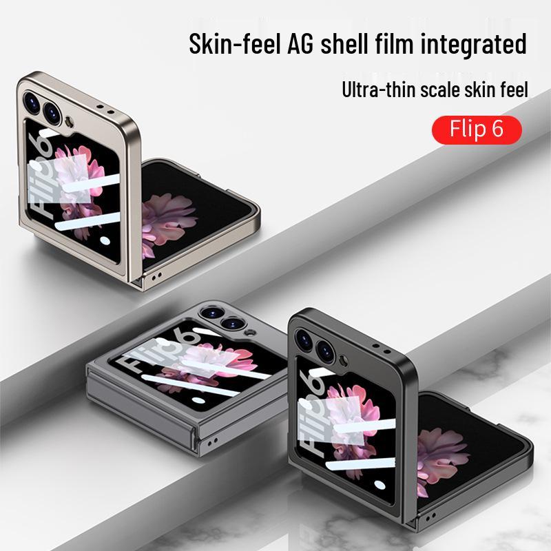 Складной чехол Samsung Z Flip6 AG Shell - Ощущение кожи, Защита от падений, Интегрированный экран