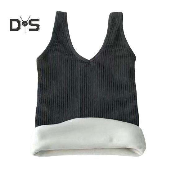 Winter Women Thermal Vest Seamless Thick Plush Fast Temperature Lock V Neck Slim Fit Elastic Sleeveless Inner Wear Bottoming Tank Top