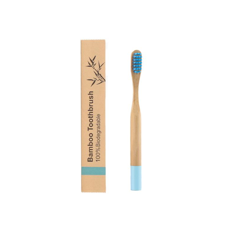Custom Color Paint Round Handle Kids Soft Eco Degradable BPA Free Kraft Bag Bamboo Toothbrush