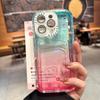 Colorful Bright Gradient Card Slot Wallet Clear Case For iPhone 16 Plus 15 14 13 12 Pro Max Candy Color Bumper Soft TPU+PC Cover
