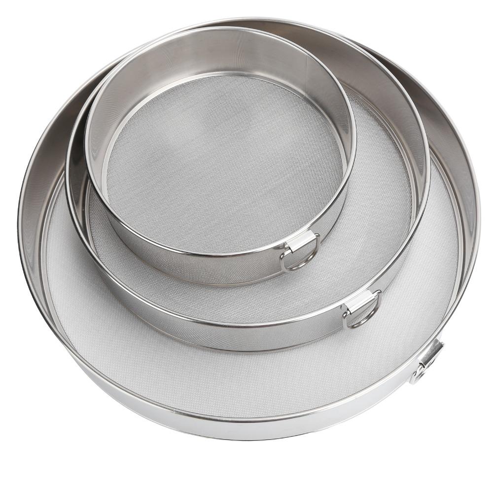 3pcs Fine Mesh Stainless Steel Flour Sifter 40 Mesh Flour Sieve Set Cake Pastry Making