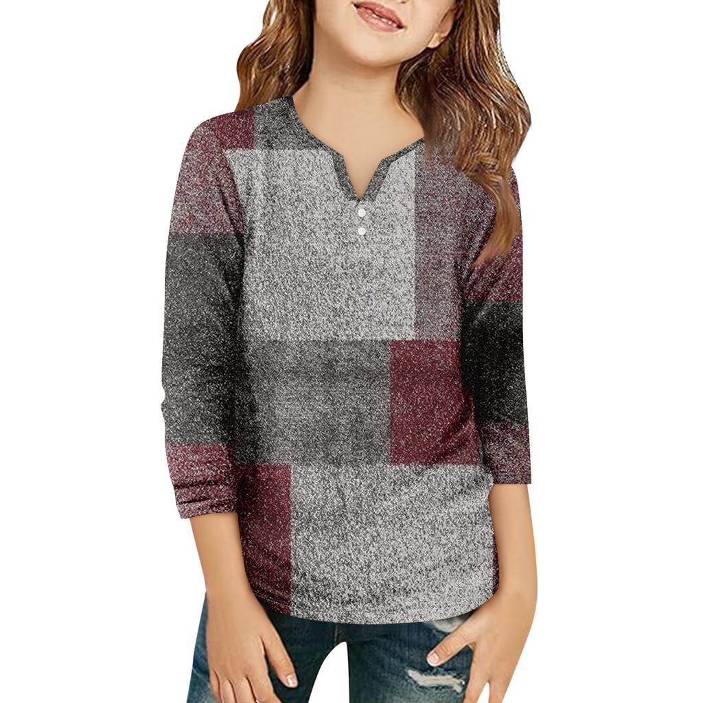 Детская футболка с рукавом 3/4, повседневная футболка с принтом, круглый вырез, блузка-пуловер