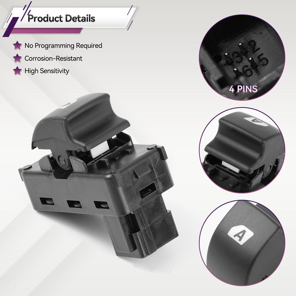 Master Power Window Control Switch Button 6490.E3 6490E3 For Citroen C4 Berlingo Peugeot Partner Passenger Side 6490.HQ 6490HQ