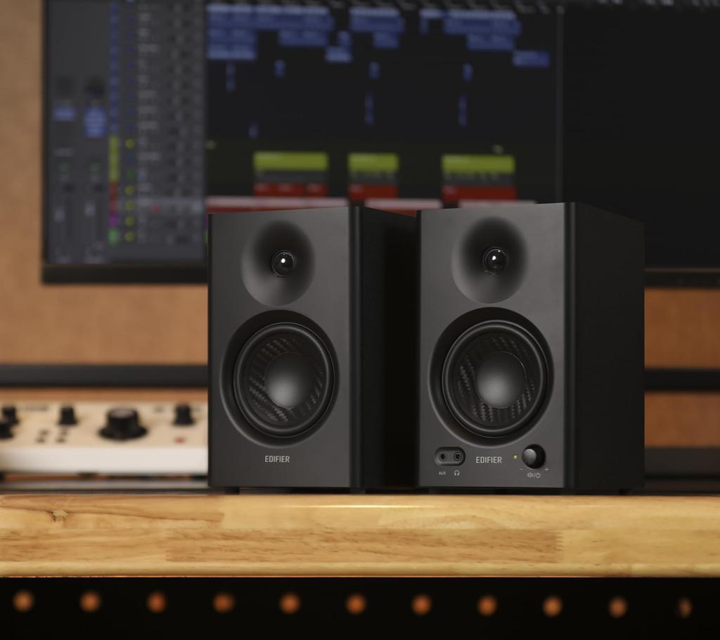 Edifier MR4 42W Monitor High Sound PC DTM Wired External Speaker for Studio TRS Headphone Terminal 2 1 Black Speaker, 4-inch Mid-bass Speaker,