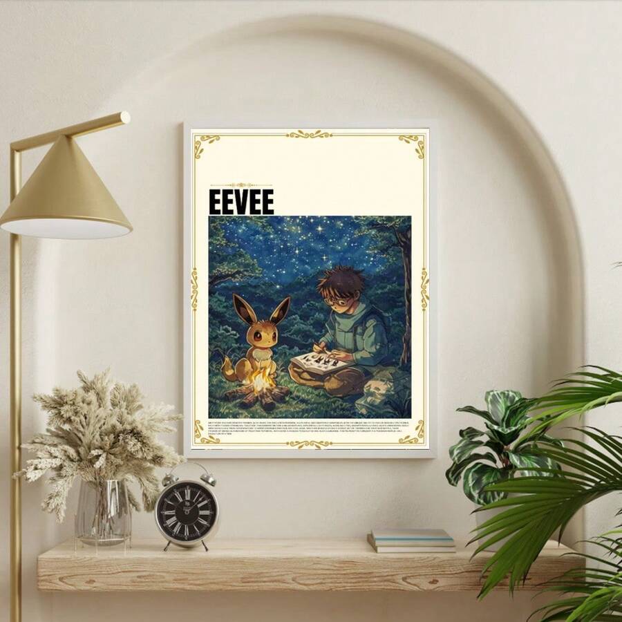 6 Styles Anime Pokemon Posters Pikachu Bulbasaur Charmander Squirtle Wall Art Modern Children Room Home Decoration Gift Unframed