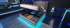 Upholstered single bed 90*200 cm, grey cotton hydraulic storage bed, headboard with USB Type-C charging, 3-sided LED (mattress not included)