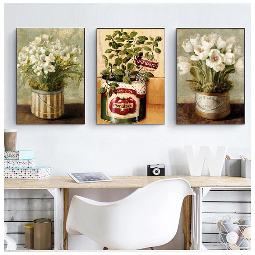 Винтажная цветочная картина маслом, европейское пасторальное украшение дома, настенная художественная роспись, скандинавский минимализм